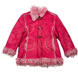 Y2k Italian vintage red afghan penny lane coat size XS